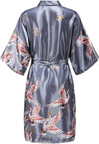 Silk Satin Wedding Bride Bridesmaid Robe Floral Bathrobe Short Kimono Robe Night Robe Bath Robe Fashion Dressing Gown For Women - Matrix-studios.com