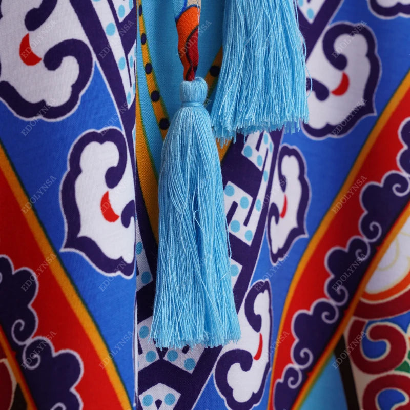 Bohemian Kaftan Beach Tunic Cotton Beach Cover up Saida de Praia Swimsuit Women Bikini cover up Pareo Sarong Beachwear #Q956 - Matrix Studios