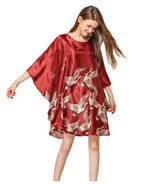 Summer New Chinese Style Satin Robe Dress Women's Sexy Loose Nightgown Sleepwear Vintage Kaftan Bathrobe Gown Plus Size - Matrix-studios.com