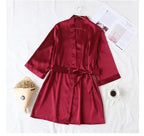 Summer Champagne Chinese Bride Wedding Robe Satin Sleepwear Women Nightgown Sexy Nightdress Lady Kimono Bathrobe Gown Negligee - Matrix-studios.com