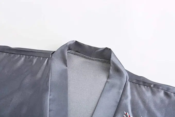 Silk Satin Wedding Bride Bridesmaid Robe Floral Bathrobe Short Kimono Robe Night Robe Bath Robe Fashion Dressing Gown For Women - Matrix-studios.com