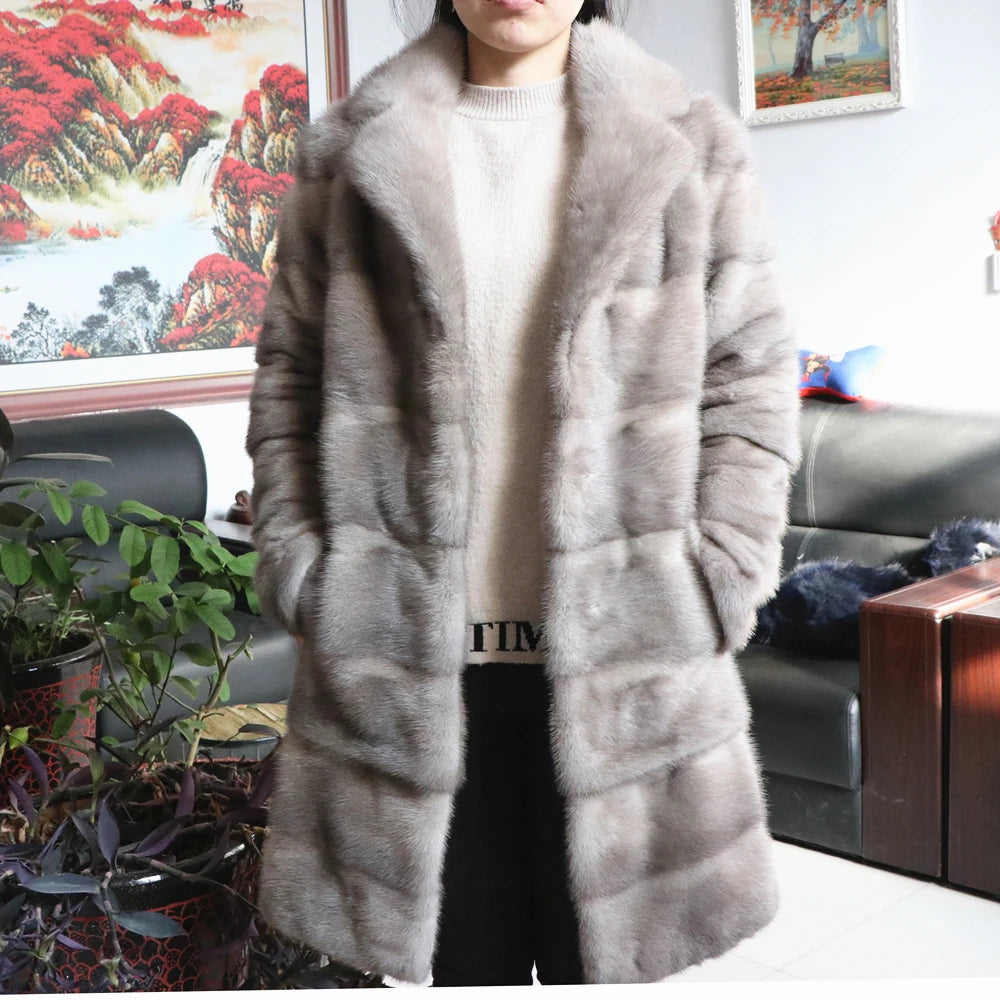 Fancy Rani Real Mink Fur Coat Natural Women Winter Long Leather Jacket Luxury Female Clothes  2023 Mink Fur Coat Women Promotion - Matrix Studios