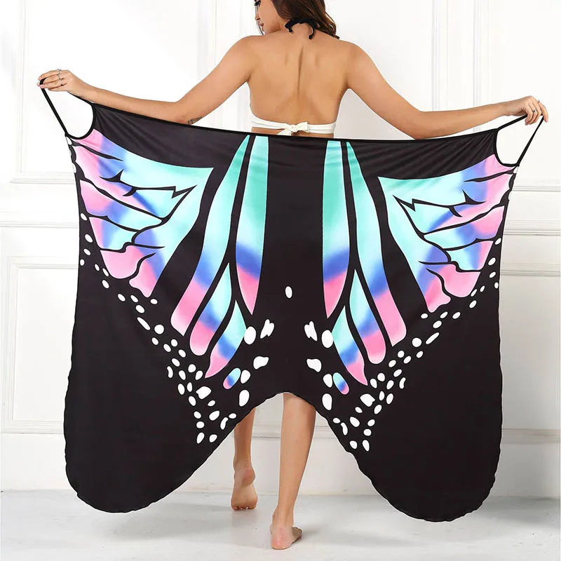 Sexy Butterfly Print Cover Up Swimwear Women Dress Summer Tunic Bikini Bath Sarong Wrap Skirt Swimsuit Elegant Lady Beachwear - Matrix Studios