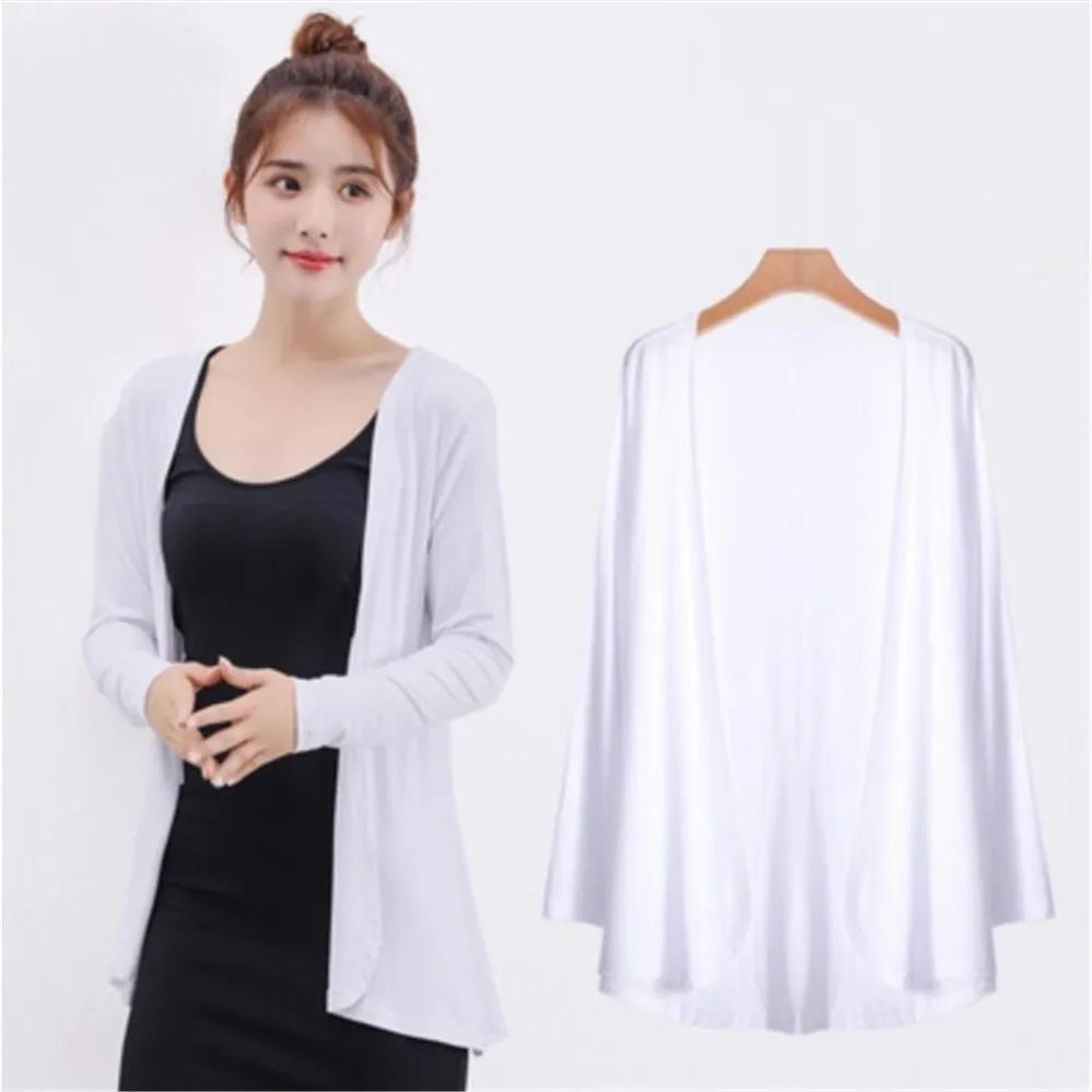 2024 Summer Autumn Korean Women Modal Cardigan Ladies Shawl Female Cotton Sweater Cardigans Long Sleeve Women Casual Thin Coats - Matrix Studios