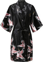 Silk Satin Wedding Bride Bridesmaid Robe Floral Bathrobe Short Kimono Robe Night Robe Bath Robe Fashion Dressing Gown For Women - Matrix-studios.com