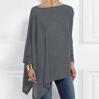 Cotton Irregular Women Blouses Shirt 2022 Autumn Female Solid Pullover Tops Casual O Neck Long Sleeve Blouse Ladies Tunic Blusas - Matrix-studios.com