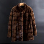 Oversized Mink Fur Coat for Women, Natural Fur Coat, Thick Long Leather Jacket for Ladies, Detachable, Winter, New, 2023 - Matrix Studios