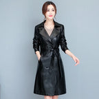 M-7XL Woman Sheepskin OverCoat Spring Autumn Winter 2026 Fashion Fur Collar Warm Thick Slim Long Sheep Leather Coat Female - Matrix Studios