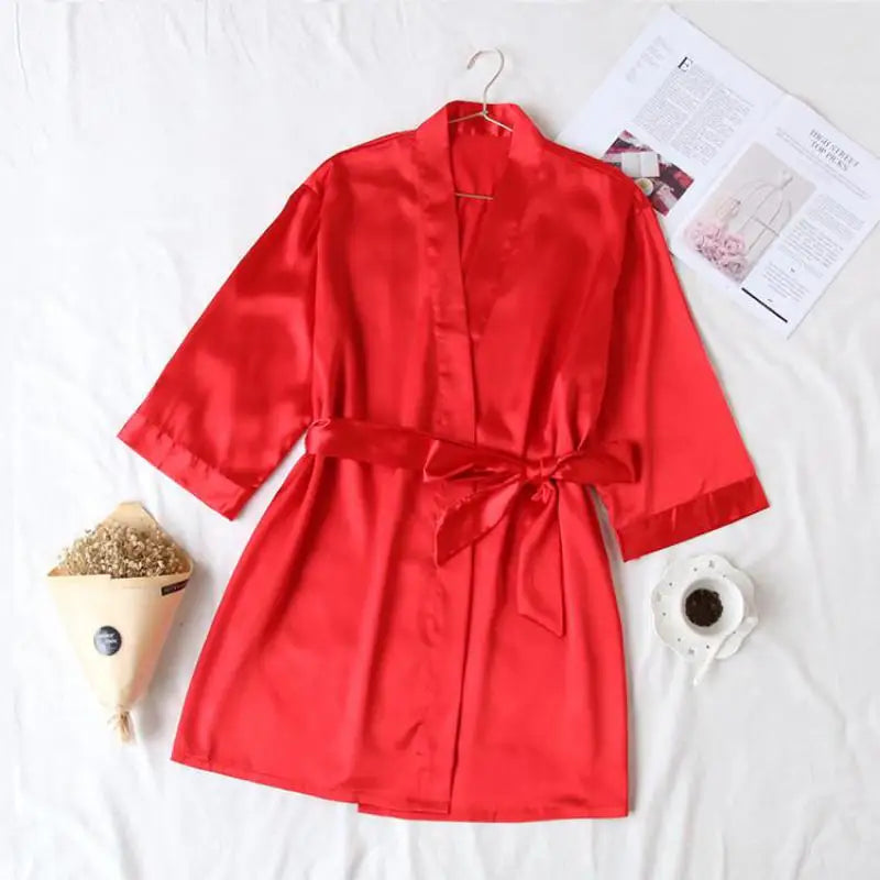 Summer Champagne Chinese Bride Wedding Robe Satin Sleepwear Women Nightgown Sexy Nightdress Lady Kimono Bathrobe Gown Negligee - Matrix-studios.com