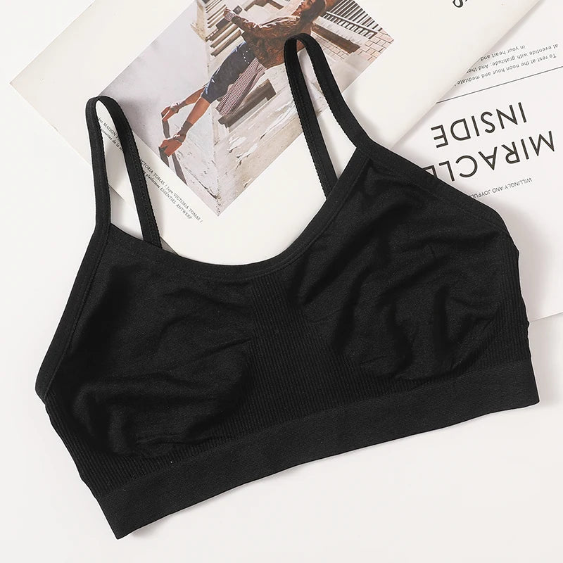 Women's Wireless Bra Sports Tube Top Ribbed Ruched Camisole Bralette With/Without Pads Underwear Sexy Lingerie M-L Intimates - Matrix Studios