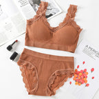 Sexy Women Bra Panties Set Push Up Sports Bra Set Letter Strap Seamless Active Bra Women Lingerie Set Fitness Top Underwear - Matrix-studios.com