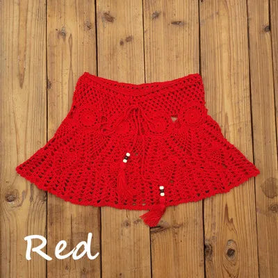 8 Color Hand Crochet Florens Skirt Women Sexy Beach cover up Skirt Boho Style elastic waistband - Matrix Studios