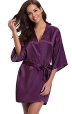 RB032 2018 New Silk Kimono Robe Bathrobe Women Silk Bridesmaid Robes Sexy Navy Blue Robes Satin Robe Ladies Dressing Gowns - Matrix-studios.com