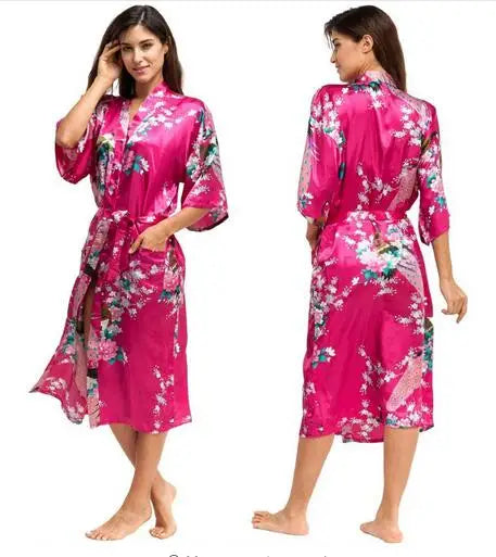Silk Kimono Robe Bathrobe Women Satin Robe Silk Robes Night Sexy Robes Night Grow For Bridesmaid Summer Plus SizeS-XXXL 010412 - Matrix-studios.com