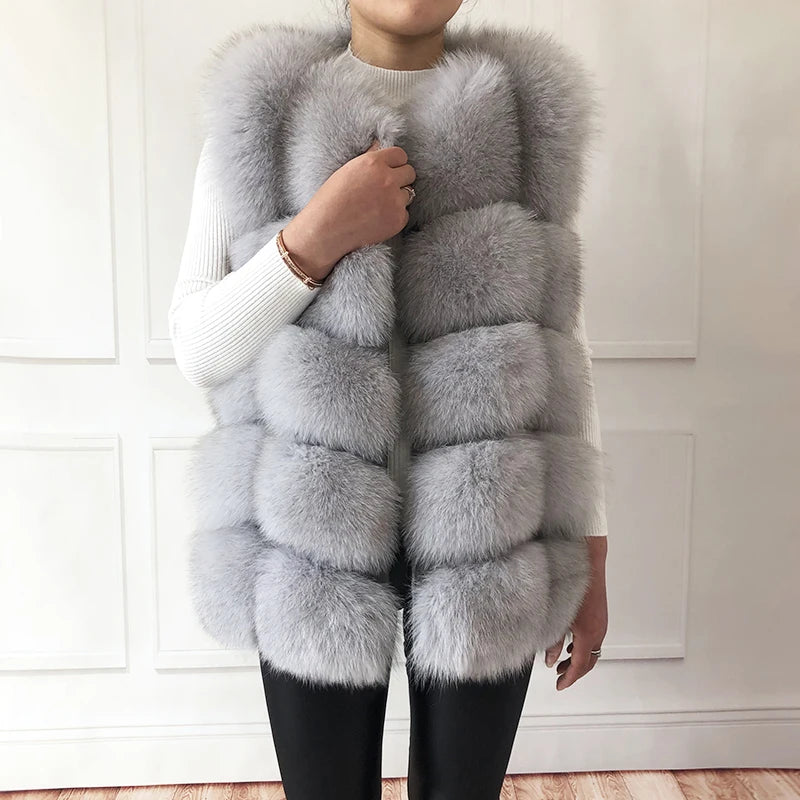 Women's High Quality Real Fox Fur Vest 100% Natural Real Fur 2019 Fashion Fur Coat Jacket Vest Genuine Leather Coat - Matrix Studios