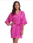 RB032 2018 New Silk Kimono Robe Bathrobe Women Silk Bridesmaid Robes Sexy Navy Blue Robes Satin Robe Ladies Dressing Gowns - Matrix-studios.com
