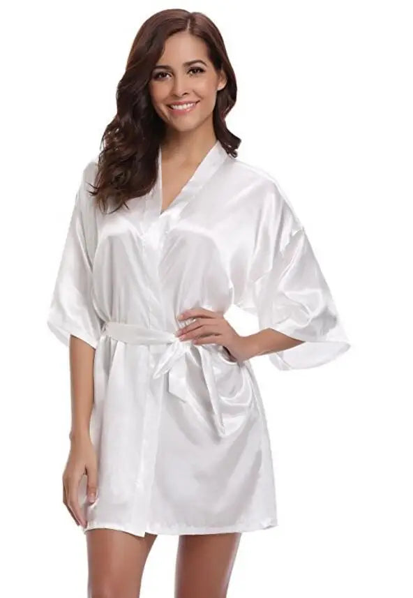 RB032 2018 New Silk Kimono Robe Bathrobe Women Silk Bridesmaid Robes Sexy Navy Blue Robes Satin Robe Ladies Dressing Gowns - Matrix-studios.com