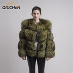 QIUCHEN PJ1820 FREE SHIPPING real fox fur coat silver fox jacket women winter coat wither OUTERWEAR thick warm fashion coat - Matrix Studios