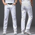 Men White Jeans Fashion Casual Classic Style Slim Fit Soft Trousers Male Brand Advanced Stretch Pants - Matrix Studios