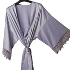 Bride Bridesmaid Lace Silky Satin Loungewear Monring robe  A9007 - Matrix-studios.com