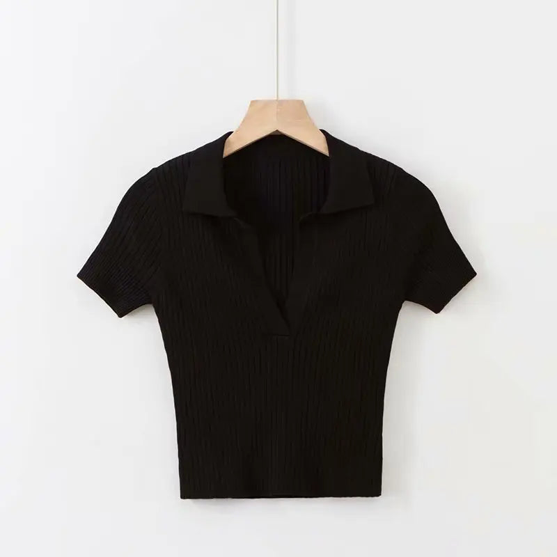 Summer ladies polo shirt women shorts short sleeve white solid cropped polo shirts mujer streetwear - Matrix-studios.com