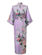 Plus Size XXXL Chinese Women Long Robe Print Flower Peacock Kimono Bathrobe Gown Bride Bridesmaid Wedding Robes Sexy Sleepwear - Matrix-studios.com
