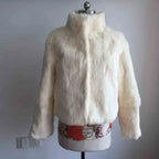 2023 New Women Real Rabbit Fur Mandarin Collar Coat Natural Pure Genuine Whole Skin Fur Jacket Full Pelt Fur Customize WSR61 - Matrix Studios