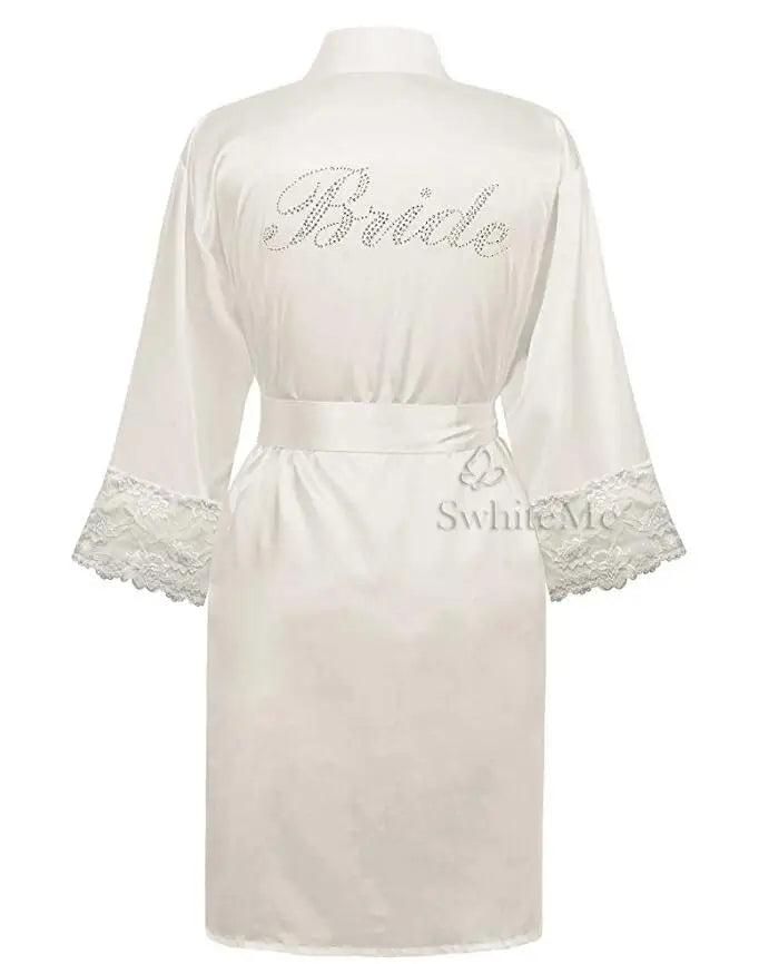 LP004 Wedding Bride Bridesmaid Floral Robe Satin Rayon Bathrobe Nightgown For Women Kimono Sleepwear Flower Plus Size - Matrix-studios.com