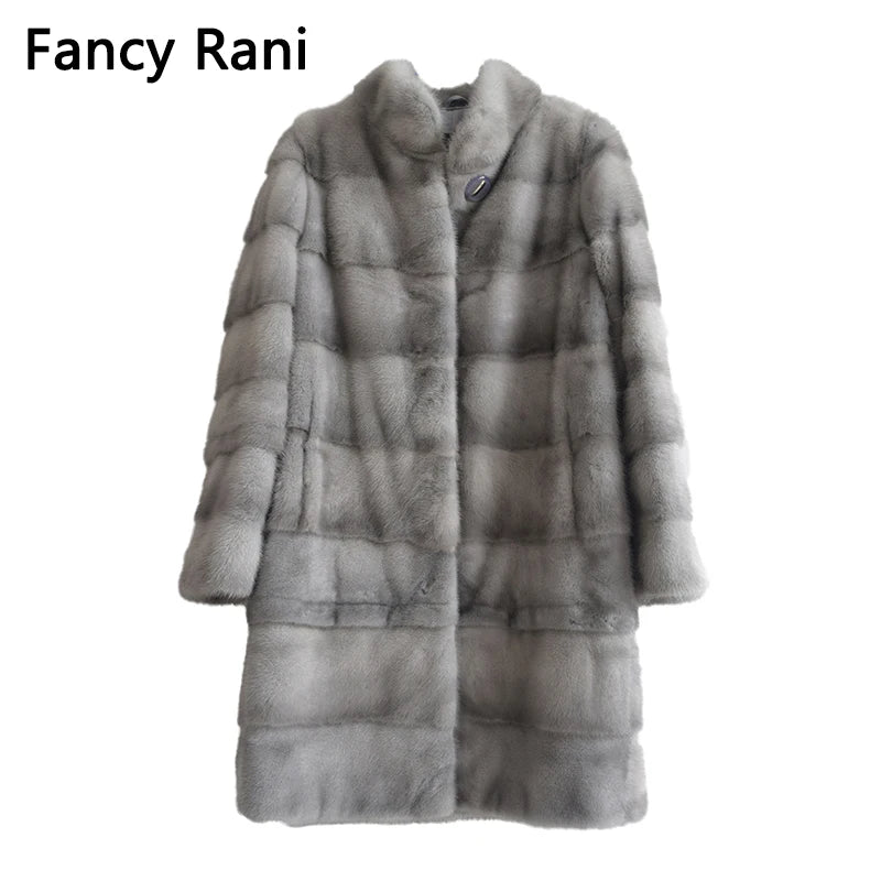 Fancy Rani Real Mink Fur Coat Natural Women Winter Long Leather Jacket Luxury Female Clothes  2023 Mink Fur Coat Women Promotion - Matrix Studios
