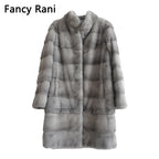 Fancy Rani Real Mink Fur Coat Natural Women Winter Long Leather Jacket Luxury Female Clothes  2023 Mink Fur Coat Women Promotion - Matrix Studios