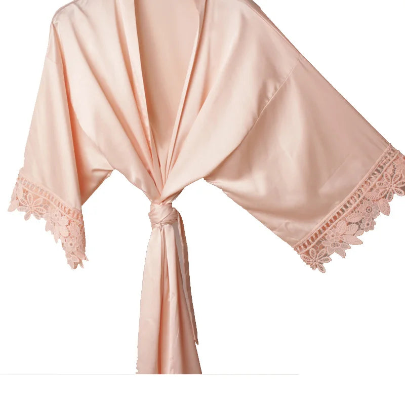 Bride Bridesmaid Lace Silky Satin Loungewear Monring robe  A9007 - Matrix-studios.com