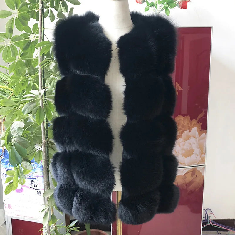 Women's High Quality Real Fox Fur Vest 100% Natural Real Fur 2019 Fashion Fur Coat Jacket Vest Genuine Leather Coat - Matrix Studios