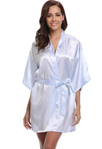 RB032 2018 New Silk Kimono Robe Bathrobe Women Silk Bridesmaid Robes Sexy Navy Blue Robes Satin Robe Ladies Dressing Gowns - Matrix-studios.com