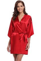 RB032 2018 New Silk Kimono Robe Bathrobe Women Silk Bridesmaid Robes Sexy Navy Blue Robes Satin Robe Ladies Dressing Gowns - Matrix-studios.com
