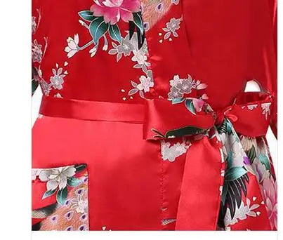 2015 Silk Bathrobe Women Satin Kimono Robes For Women Floral Robes Bridesmaids Long Kimono Robe Bride Silk Robe Dressing Gown - Matrix-studios.com