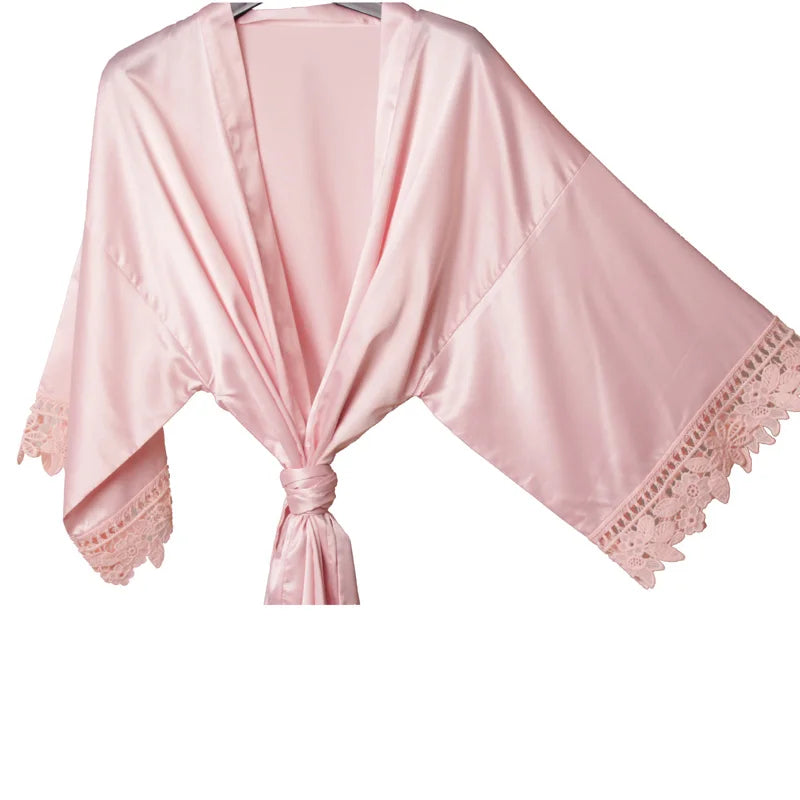 Bride Bridesmaid Lace Silky Satin Loungewear Monring robe  A9007 - Matrix-studios.com