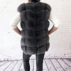 Women's High Quality Real Fox Fur Vest 100% Natural Real Fur 2019 Fashion Fur Coat Jacket Vest Genuine Leather Coat - Matrix Studios