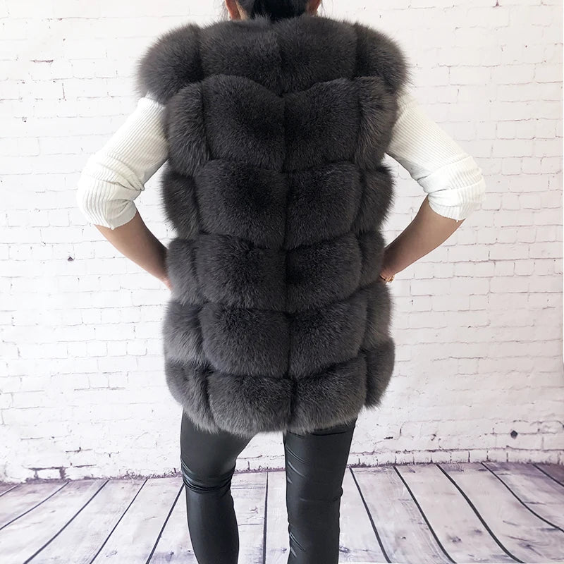 Women's High Quality Real Fox Fur Vest 100% Natural Real Fur 2019 Fashion Fur Coat Jacket Vest Genuine Leather Coat - Matrix Studios