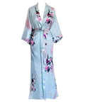 Plus Size XXXL Chinese Women Long Robe Print Flower Peacock Kimono Bathrobe Gown Bride Bridesmaid Wedding Robes Sexy Sleepwear - Matrix-studios.com