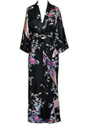 Plus Size XXXL Chinese Women Long Robe Print Flower Peacock Kimono Bathrobe Gown Bride Bridesmaid Wedding Robes Sexy Sleepwear - Matrix-studios.com