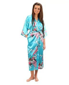 2015 Silk Bathrobe Women Satin Kimono Robes For Women Floral Robes Bridesmaids Long Kimono Robe Bride Silk Robe Dressing Gown - Matrix-studios.com