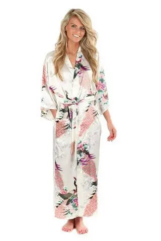 2015 Silk Bathrobe Women Satin Kimono Robes For Women Floral Robes Bridesmaids Long Kimono Robe Bride Silk Robe Dressing Gown - Matrix-studios.com