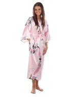 2015 Silk Bathrobe Women Satin Kimono Robes For Women Floral Robes Bridesmaids Long Kimono Robe Bride Silk Robe Dressing Gown - Matrix-studios.com