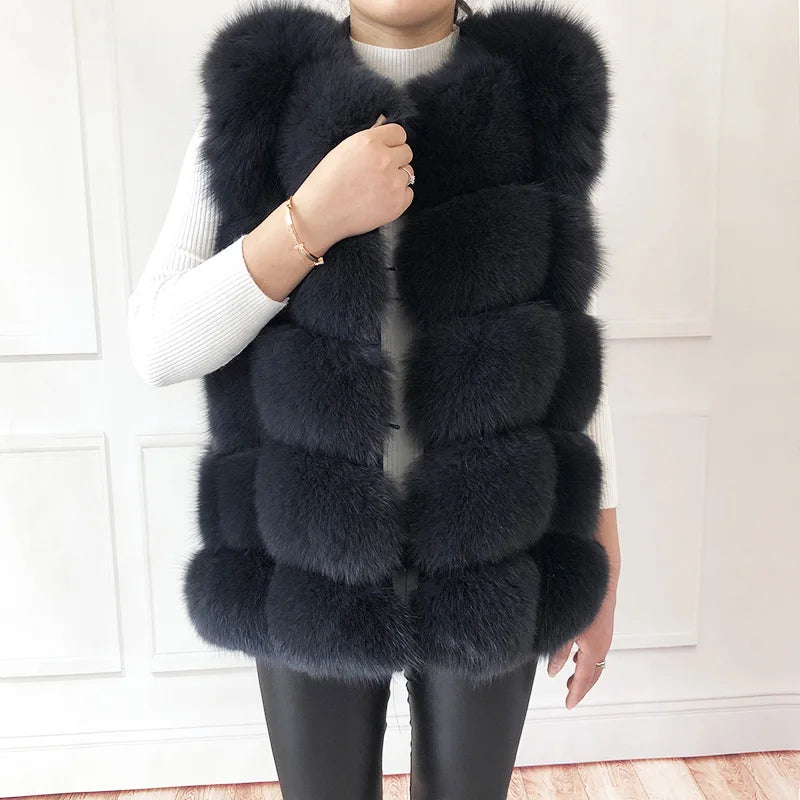 Women's High Quality Real Fox Fur Vest 100% Natural Real Fur 2019 Fashion Fur Coat Jacket Vest Genuine Leather Coat - Matrix Studios