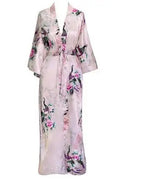Plus Size XXXL Chinese Women Long Robe Print Flower Peacock Kimono Bathrobe Gown Bride Bridesmaid Wedding Robes Sexy Sleepwear - Matrix-studios.com