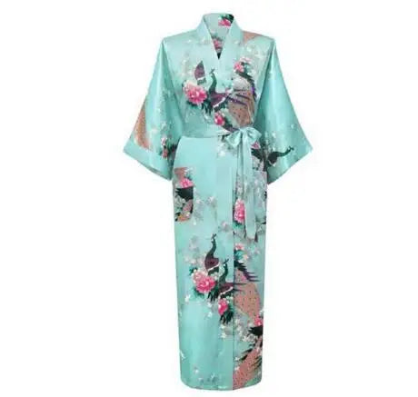 Plus Size XXXL Chinese Women Long Robe Print Flower Peacock Kimono Bathrobe Gown Bride Bridesmaid Wedding Robes Sexy Sleepwear - Matrix-studios.com