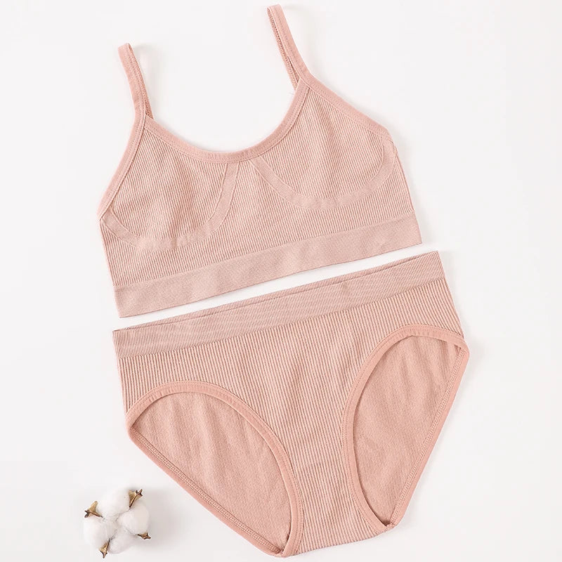 Women Seamless Bra Briefs Set Push Up Bra Top Sexy Lingerie Female U Back Crop Top Brassiere Underwear Set - Matrix-studios.com