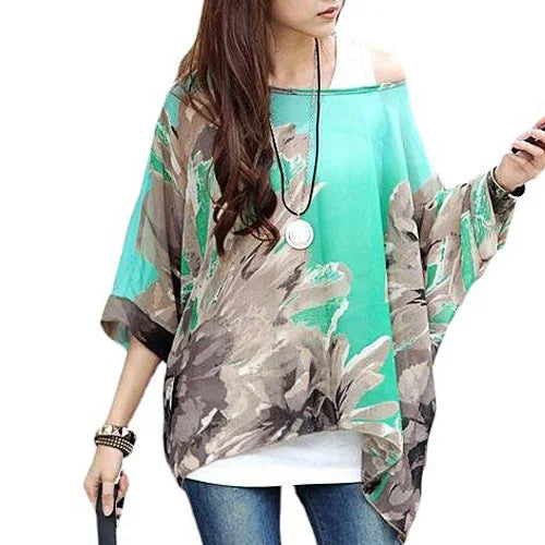 Women Blouses Plus Size Clothing Summer 2021 Novelty Bohemian Shirts Blusas Femininas Bohemian Style Women's Chiffon Tops Tees - Matrix-studios.com
