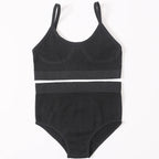 Women Seamless Bra And Panties Set U-Back Bralette Top Comfort Breathable Briefs Ribbed Sexy Lingerie Sports Underwear Set - Matrix-studios.com