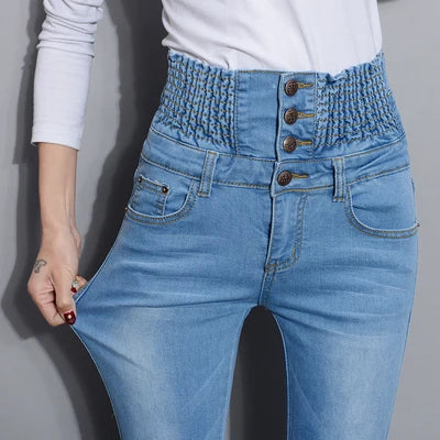 Denim Pants Autumn Winter Jeans For Women High Waist Skinny Warm Thick Jeans Womens High Elastic Plus Size Stretch Jeans Velvet - Matrix-studios.com